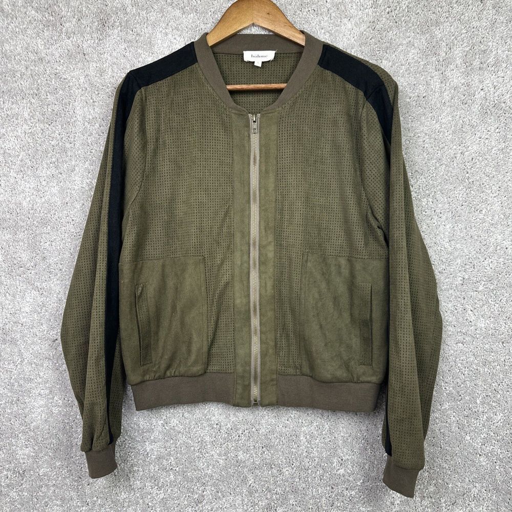 Bohme Suede Perforated Bomber Style Lightweight Jacket - Size Large